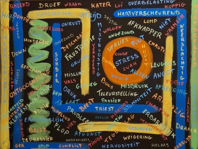 Negatieve woorden met positieve kleuren